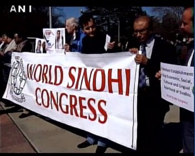 संयुक्त राष्ट्रसंघ के मुख्यालय के बाहर पाक़िस्तानव्याप्त कश्मीर के नेताओं के प्रदर्शन