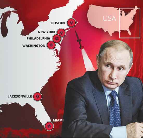 अमरीका का पूर्वीय सागरी तट रशिया के परमाणु बम की पहुँच में