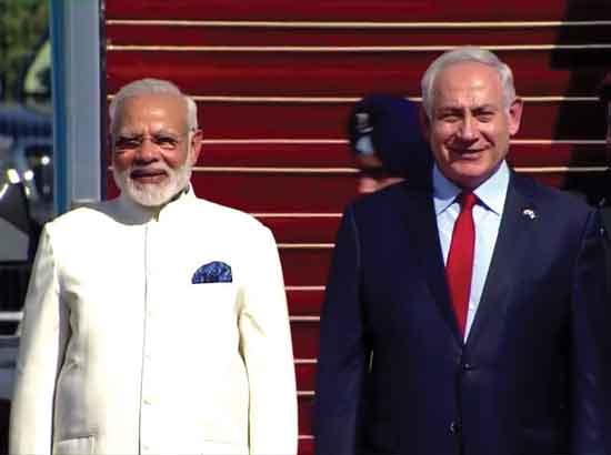 भारतीय प्रधानमंत्री का इस्रायल में शानदार स्वागत