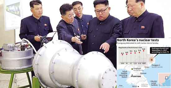 उत्तर कोरिया ने हायड्रोजन बम का परिक्षण किया