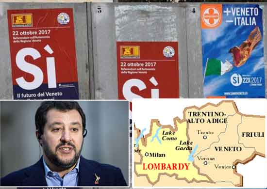 इटली के ‘वेनेटो’ और ‘लॉम्बार्डी’ में स्वराज्य के मुद्दे पर जनमत