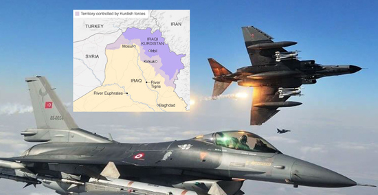 इराक में स्थित कुर्दों के हथियारों के गोदाम पर तुर्की के हवाई हमले
