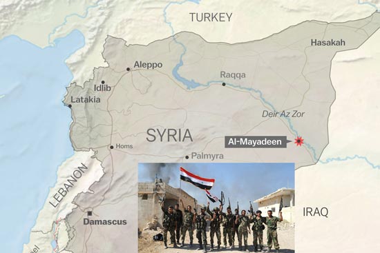 रशिया के हवाई हमले के बाद सीरियन सेना का ‘मयादिन’ को घेरा