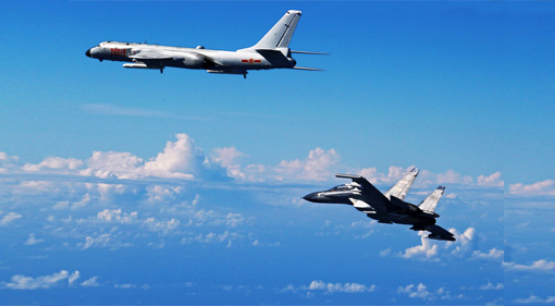 Chinese aircrafts fly off the Japanese island Okinawa
